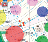 スマートフォンの地図機能で他車両の位置と特定エリアの確認